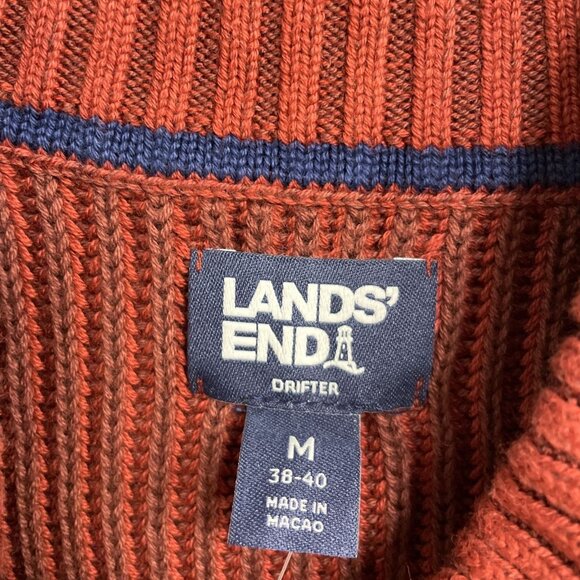 NEW Lands' End Drifter Men's M Half-Zip Pullover Sweater Red 100% Cotton -86 - Picture 7 of 13